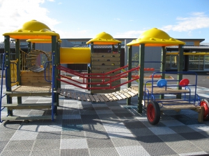 A striking looking playground with its vibrant colours.